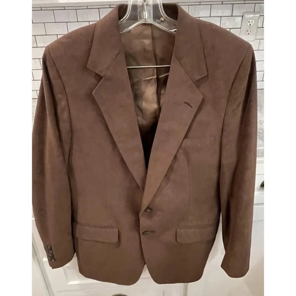 Vintage Palm Beach Blazer Mens 40 Brown Suede Sport Coat Jacket USA 80s